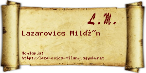 Lazarovics Milán névjegykártya