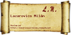 Lazarovics Milán névjegykártya