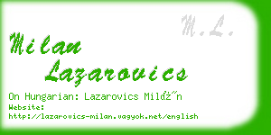 milan lazarovics business card